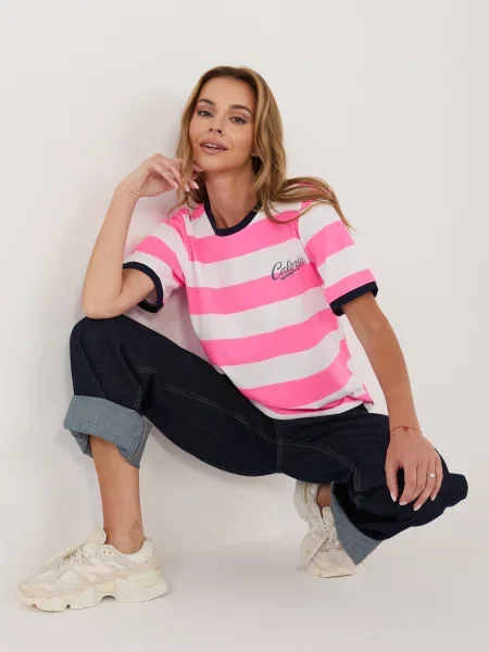 Tricou cu dungi Italy Moda cu dungi albastru