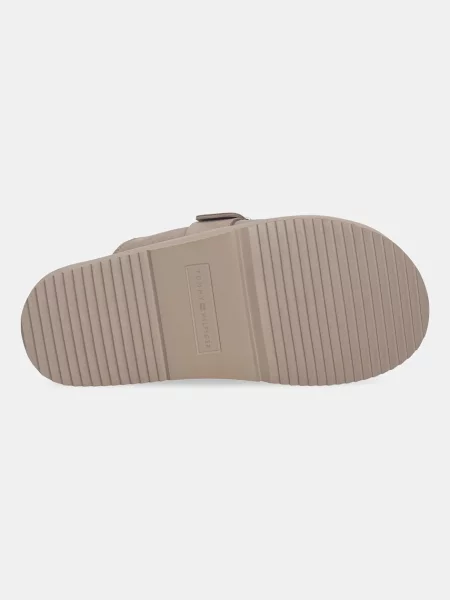 Tommy Hilfiger Велурени чехли TH BUCKLE FUR SUEDE MULE бежово