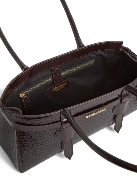 Geantă shopper Dsquared2 din piele maro