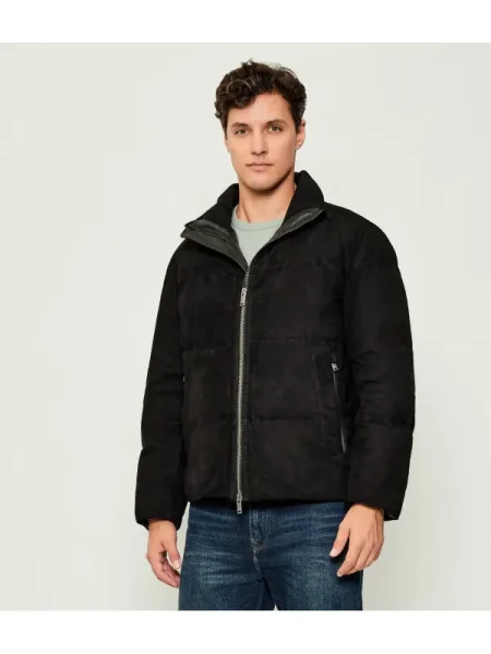 BOSS ORANGE Geacă de piele Jocamp | Relaxed fit negru