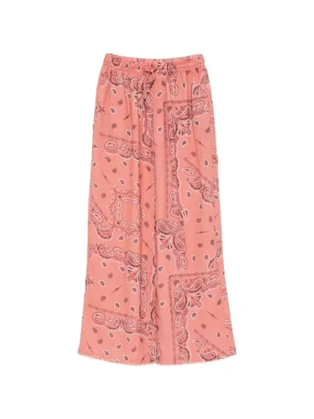 Pantaloni Venuja cu imagine cu model paisley cu cordon portocaliu