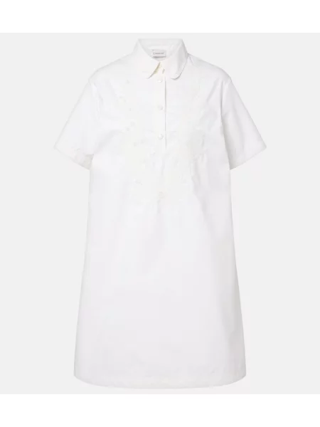 Obleka midi obleka Moncler poplin bela