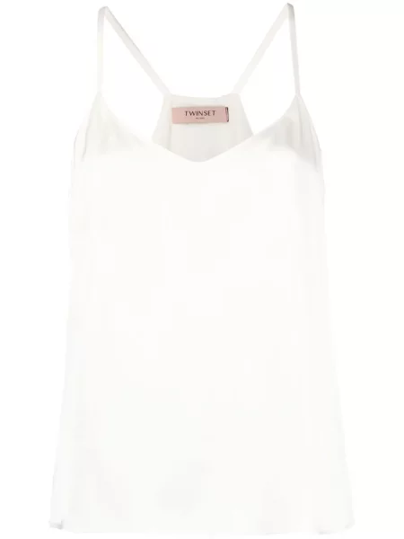 Top Twinset din satin alb