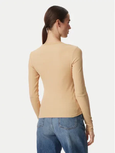 Tommy Jeans majica dugih rukava ženska od pamuka s elastanom žuta