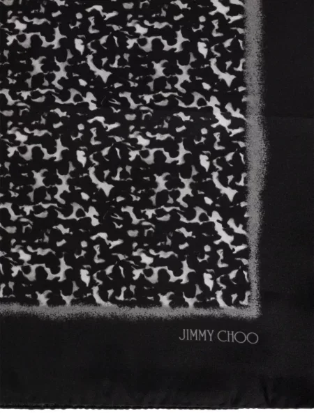 Fular Jimmy Choo de mătase cu imagine cu model leopard negru