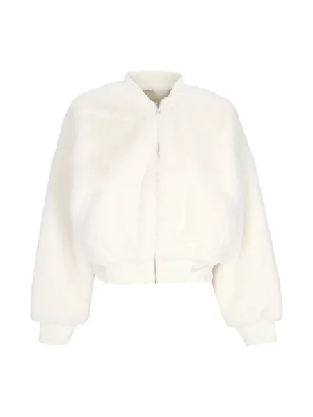 Sztuczne futro kurtka bomber Nike dwustronny biały