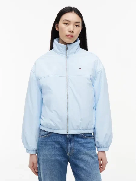 Tommy Jeans Prechodná bunda svetlomodrá modrá