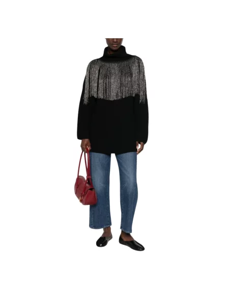 Lniany sweter Pinko czarny