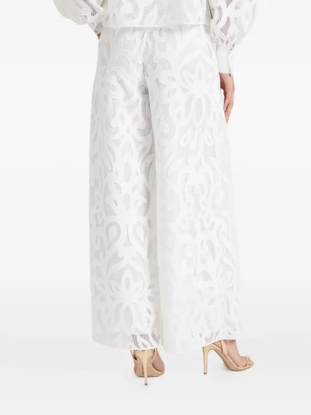 Pantaloni Temperley London cu model floral alb