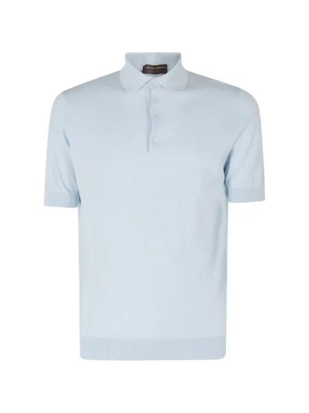 Scurt tricou polo Filippo De Laurentiis tricotate albastru