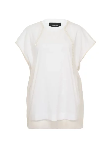 Tricou Simone Rocha cu perle alb
