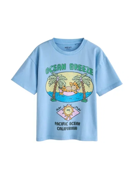 Next Tricou regal / azuriu / galben deschis / verde albastru