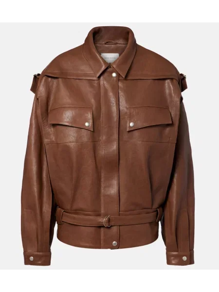 Kurtka skórzana Magda Butrym brązowa