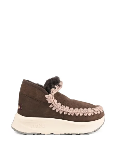 Sneakerși Mou din piele de oaie maro