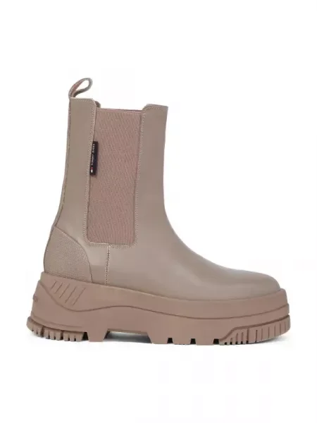 Tommy Jeans De piele ghete chelsea maro