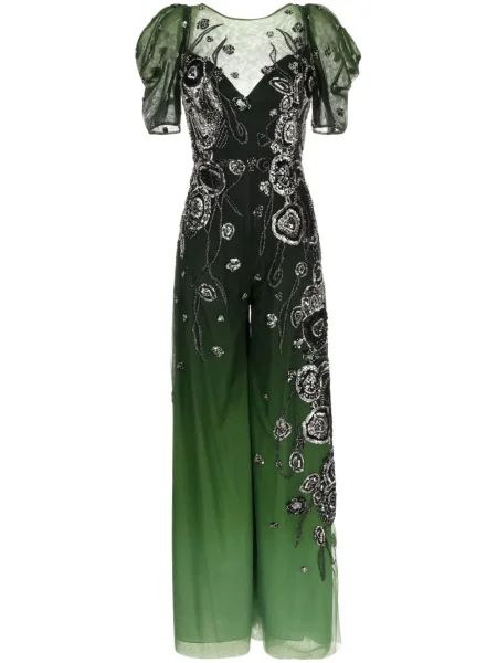 Kombinezon Saiid Kobeisy tiulowy gradientowy z koralikami zielony