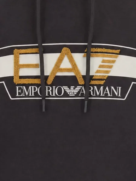 Hanorac cu glugă Ea7 Emporio Armani cu autograf gri
