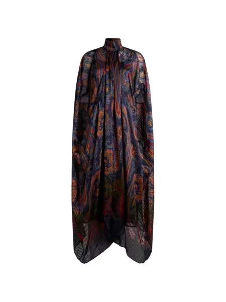 Lung rochie Etro de mătase cu model paisley albastru