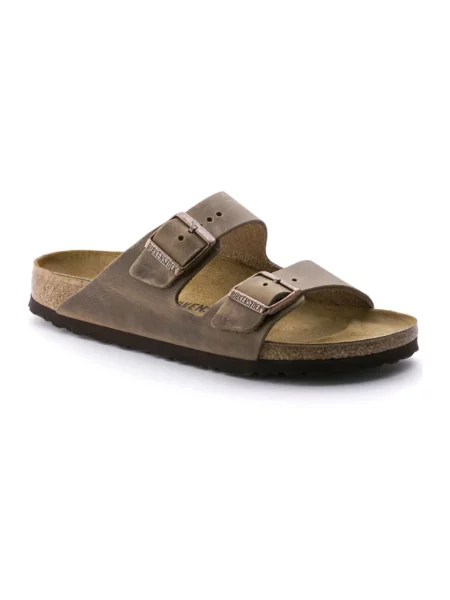 Lekkie klapki Birkenstock skórzane brązowe