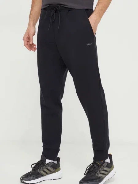 Boss Green pantaloni de trening negru neted verde