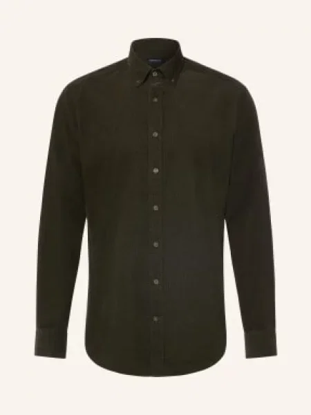 Strokesman's Koszula Z Sztruksu O Kroju Slim Fit gruen oliwkowa