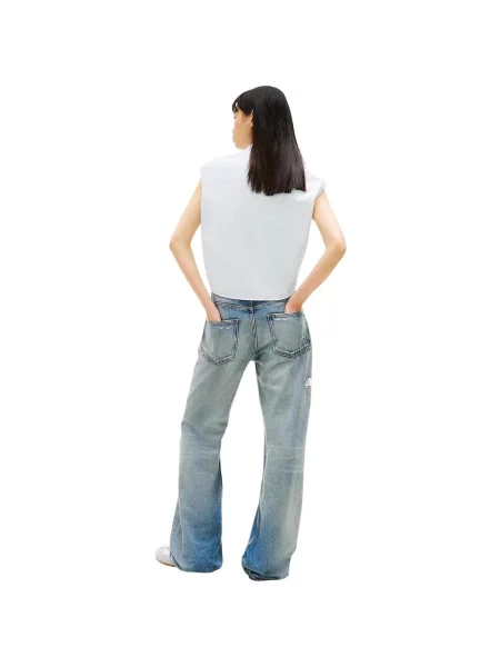 Tommy Jeans Bluză deschis / alb albastru