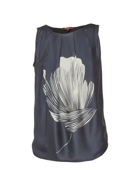 Top Max Mara fără mâneci cu model floral cu imagine albastru