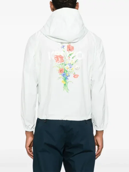 Geacă Kenzo cu model floral cu glugă cu imagine verde