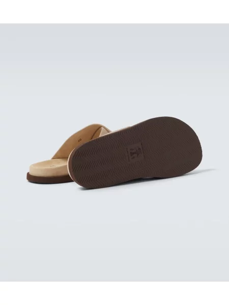 Sandale Brunello Cucinelli din piele de căprioară bej