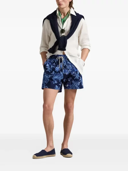 Tricou Polo Ralph Lauren din piele cu broderie în carouri maro