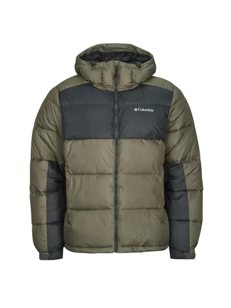 Pikčaste puhovka Columbia s kapuco kaki