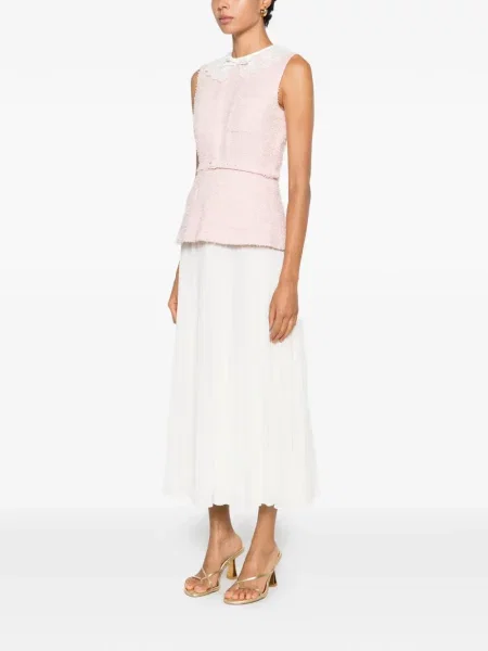 Gulerat rochie midi Self-portrait din dantelă alb