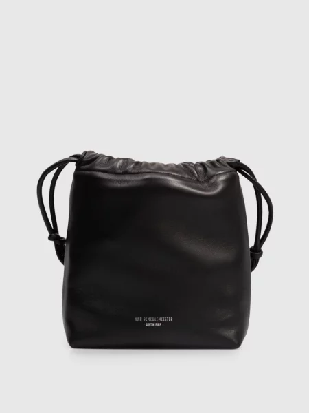 Шкіряна сумка-кісет Marilyn з логотипом Ann Demeulemeester чорна