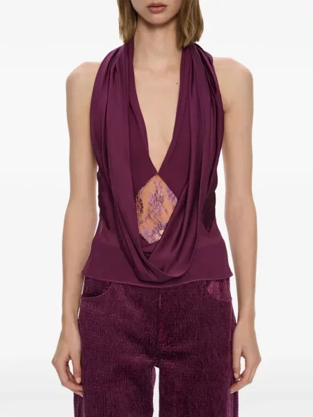 Top Christopher Esber din dantelă violet