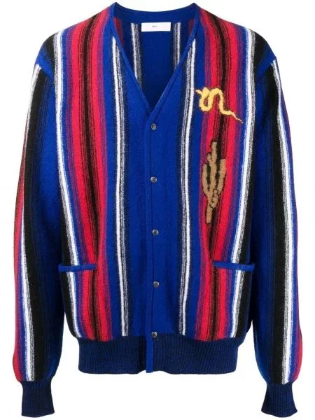 Cardigan Toga Virilis tricotate cu decolteu în V albastru