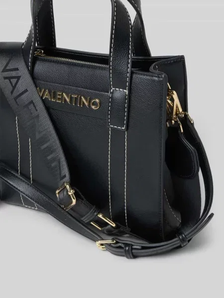 Lniana torebka Valentino Bags czarna