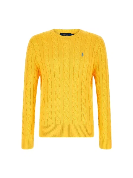 Regular Fit sweter dzianinowy z czystej bawełny Polo Ralph Lauren żółty