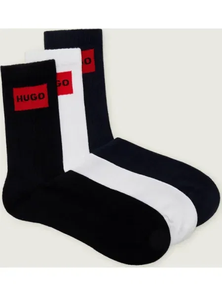 HUGO Șosete 3P QS RIB LABEL CC negru