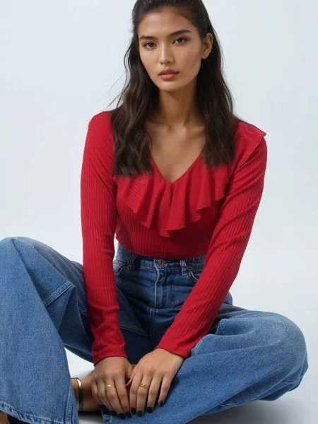Trend Alaçatı Stili Tricou roșu