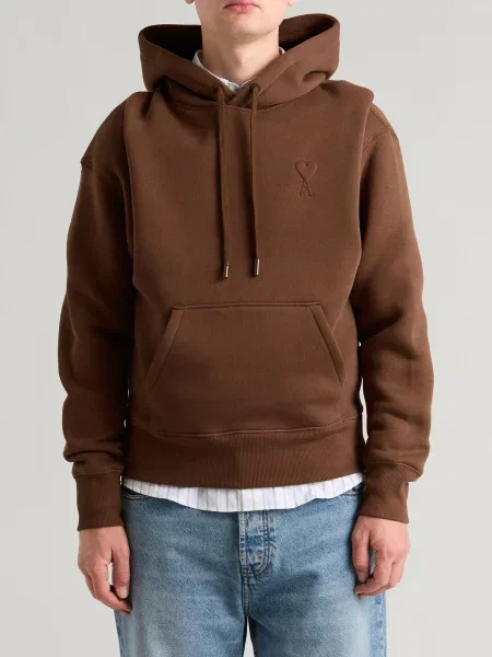 Bluza z kapturem Ami Paris brązowa
