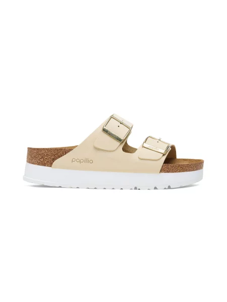 Birkenstock Arizona PAP Flex Platform Nubuck Leather Narrow Fit Kobiety Sandały Birkenstock Żółty Size: 8 białe