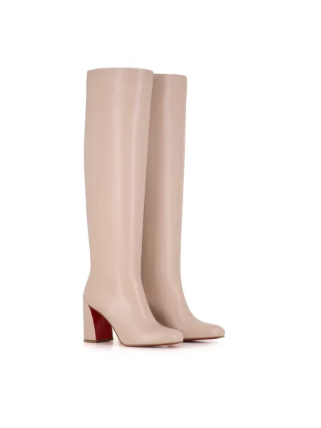 Botki Christian Louboutin skórzane beżowe
