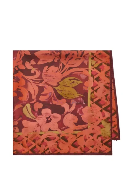 Fular Maliparmi de mătase cu model floral cu imagine portocaliu