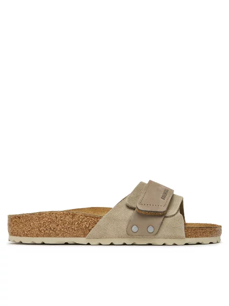 Замшевые плетеные шлепанцы Birkenstock коричневые