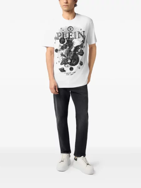 Tricou Philipp Plein cu imagine alb