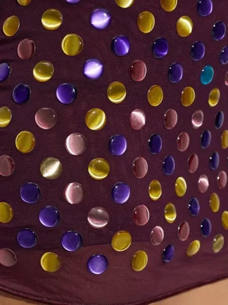 Fusta mini Oseree cu aplicații plasă violet