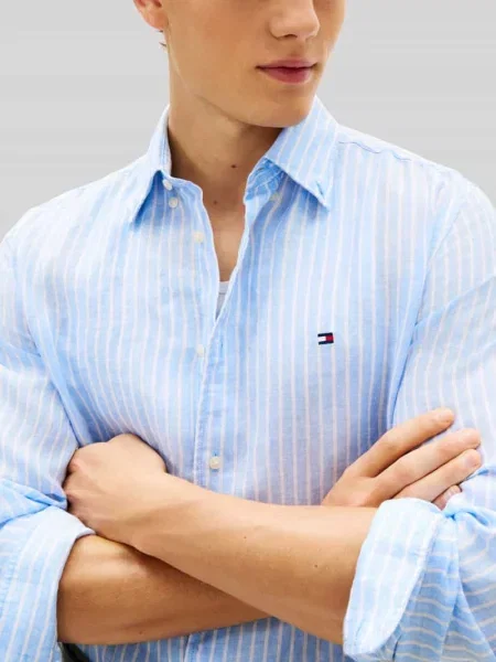 Koszula casualowa o kroju regular fit z czystego lnu Tommy Hilfiger niebieska