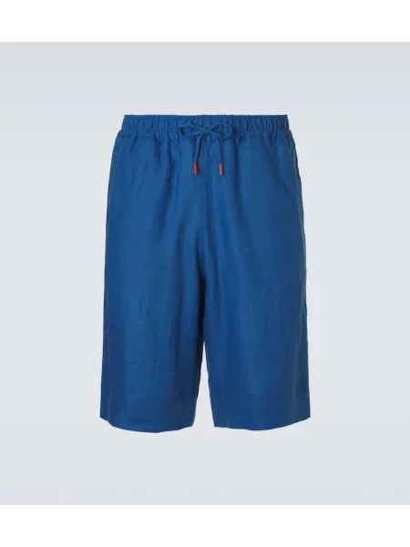 Pantaloni scurți Kiton de in albastru
