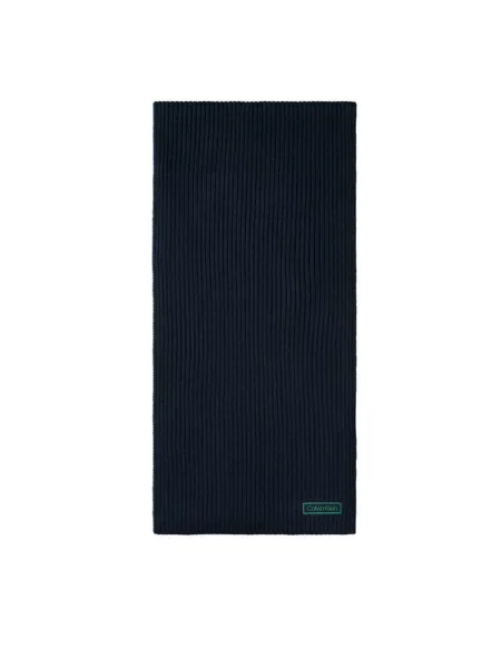 Πασμίνα Calvin Klein Patch Chunky Rib Cotton Scarf Σκούρο μπλε μαύρο