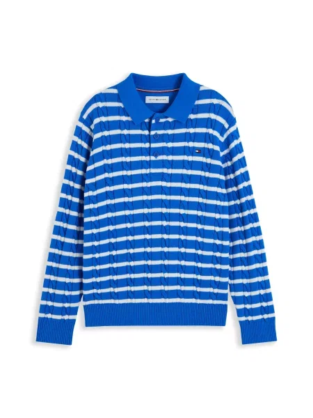 TOMMY HILFIGER Pulover albastru alb